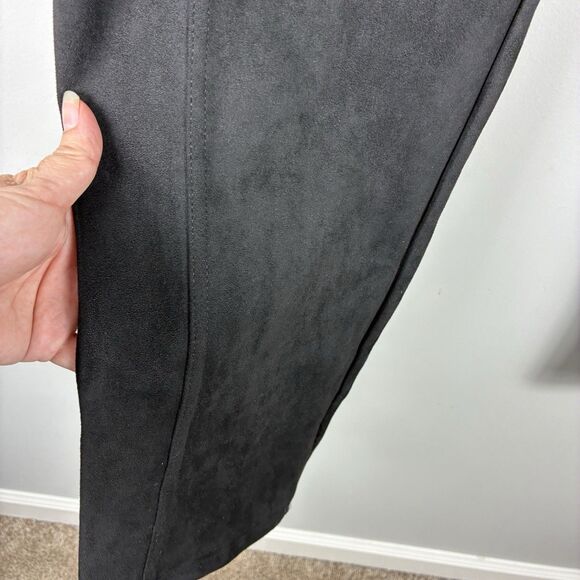 T TAHARI Black Faux Leather Suede Pull On Pants Sz 3X Plus Stretch Classy - Picture 4 of 11